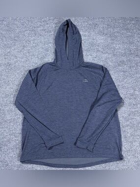 L.L.Bean Sweater Mens 2XL Gray Adventure Grid Fleece Hoodie Slightly Fitted